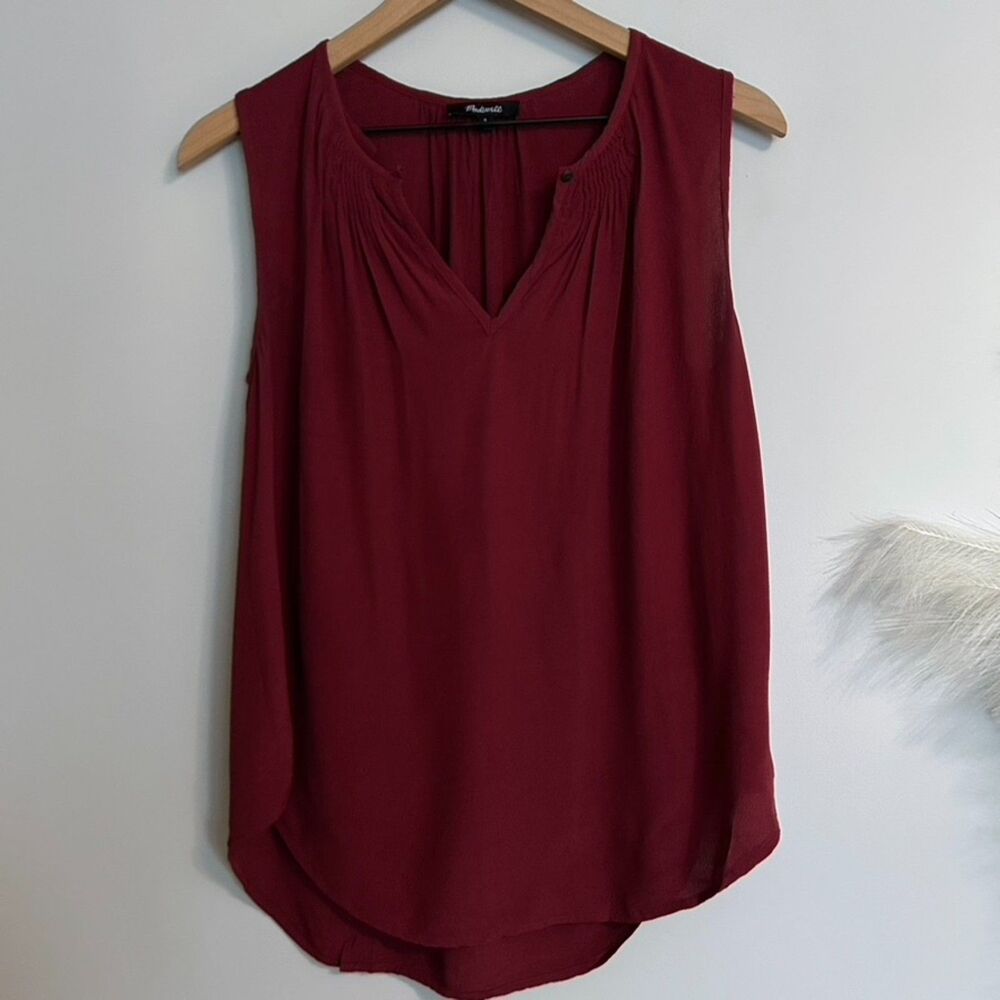 Madewell Pleated Burgundy Maroon Top